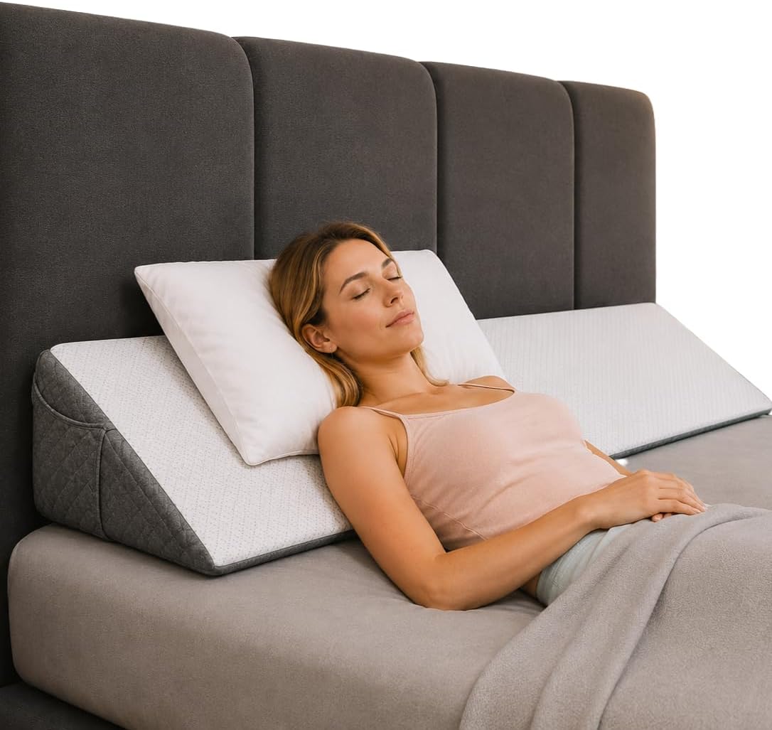 Kolbs Bed Wedge Pillow for Sleep Apnea, FSA Eligible Acid Reflux, and Back Pain Relief, with Chic Jacquard Cover - Headboard Wedges for Sleeping (5" Gentle Incline)