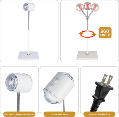 Sunset Lamp Projector Led Lights 3D Ocean Wave with Remote, 16 Colors Night Light 720° Rotation & Four Mode with American Standard Plug, Modern Floor Stand Night Light for Bedroom (White Double-End)
