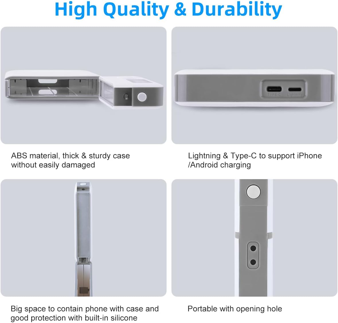 Phone Lock Box with Timer,Phone Lock Box,90 Days of Continuous Use,Quiet Mode,2 Charging Ports,Excessive Games,Mobile Phone Addiction