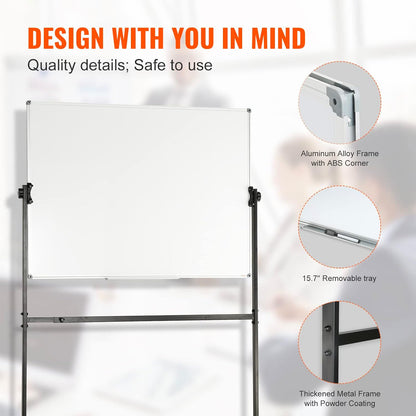 VEVOR Dry Erase Calendar for Wall, 36 x 24 Inches Whiteboard Calendar, Monthly Planner Magnetic Dry Erase Board, 1 Magnetic Erase & 2 Dry Erase Marker & Movable Tray for Restaurant Office Home School
