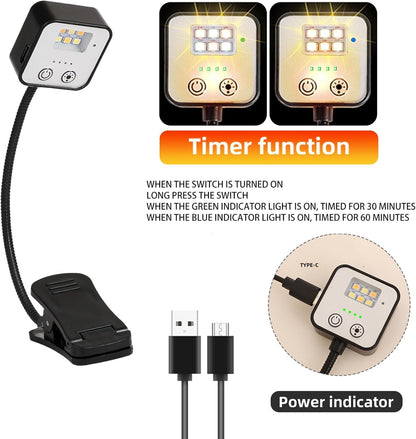 4 Pack Reading Light with 3 Color Temperature, 6 LED Book Clip Lamp for Reading in Bed, Easily Clip on to a Small Mini Lightweight Book Lights for Read Book Lovers