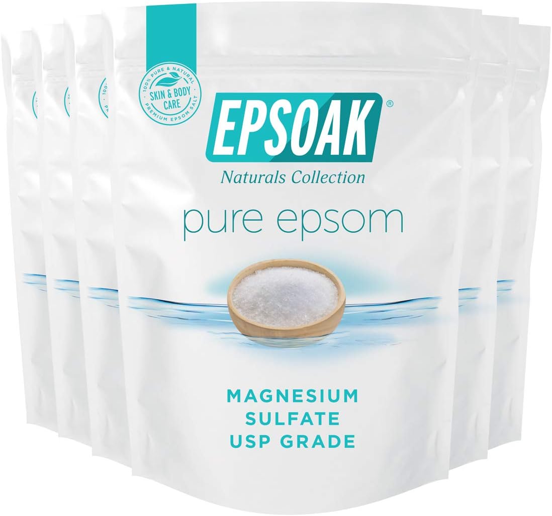 Epsoak Epsom Salt 38 lb. Magnesium Sulfate USP. (Qty. 2 x 19 lb. Bags) Resealable Epsom Salt Bag Unscented, Made in The USA, Cruelty-Free Certified