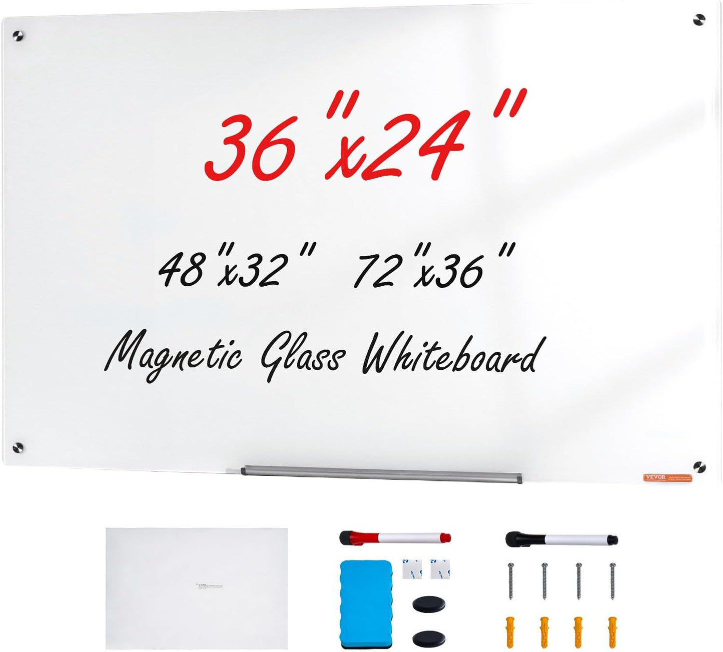VEVOR Dry Erase Calendar for Wall, 36 x 24 Inches Whiteboard Calendar, Monthly Planner Magnetic Dry Erase Board, 1 Magnetic Erase & 2 Dry Erase Marker & Movable Tray for Restaurant Office Home School