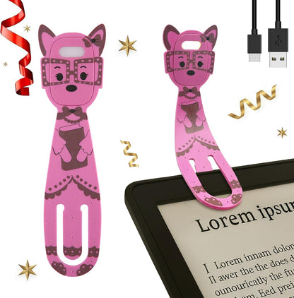 Rechargeable Kids Book Light, Cute Bookmark Reading Light for Kids, Dimmable Portable LED Book Light for Reading in Bed, Eye-Caring Bedtime Reading Lamp for Children & Travel, Black