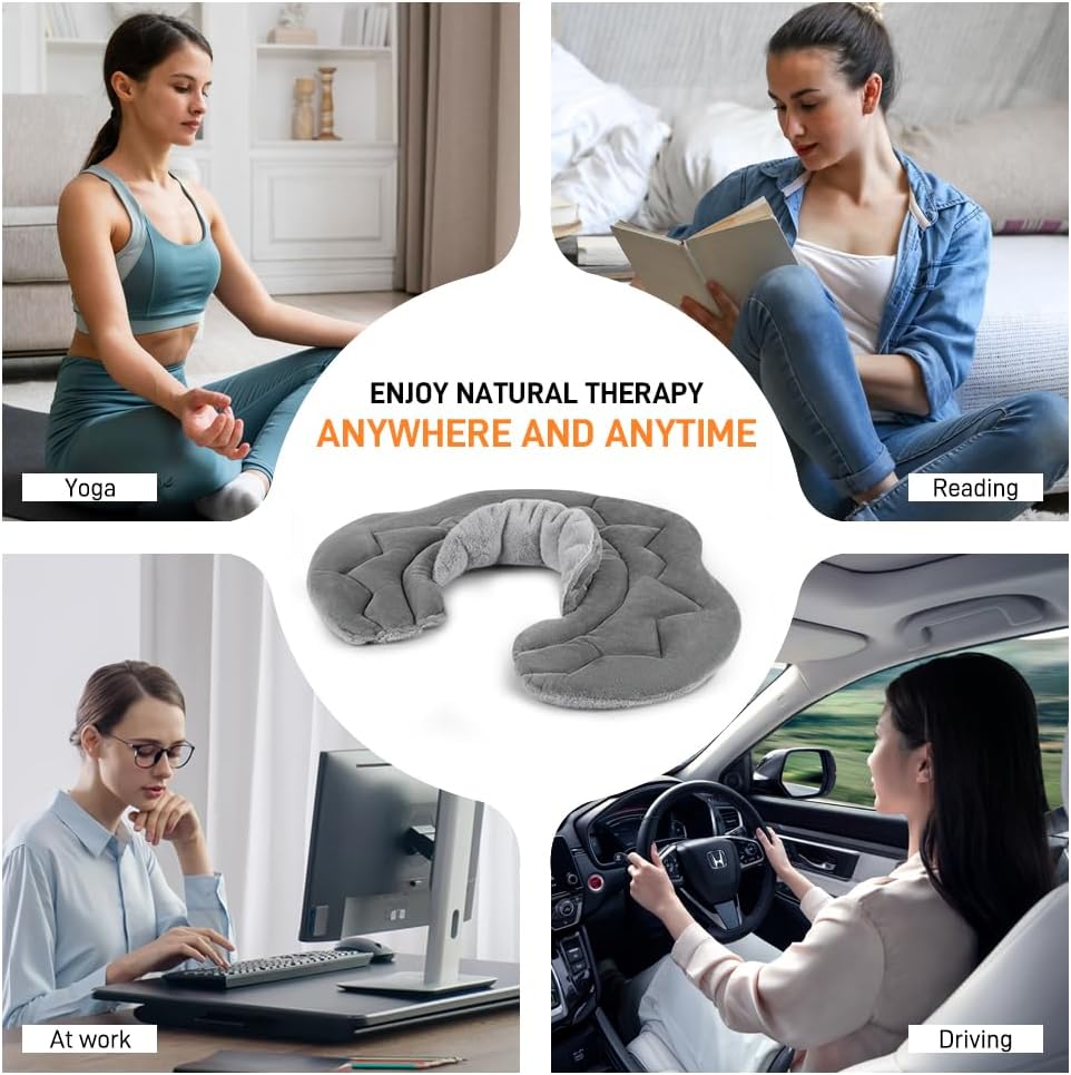 Microwavable Heat Pad for Neck and Shoulders, Weighted Microwave Moist Heating Wrap for Pain Relief Sore Muscle Stress Tension, Heated Wrap with Aromatherapy, Hot & Cold Compress, Grey