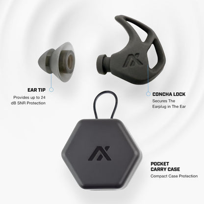 AXIL X20 Noise Reduction Ear Plugs - Pink - Customizable Fit Hearing Protection for Sleeping, Festivals, Live Events and Sports – 24dB Reusable Foam and Silicone Eartips with Carrying Case