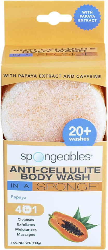 Spongeables Anti Cellulite Body Wash in a 20+ Wash Sponge, Citrus, 3 Count