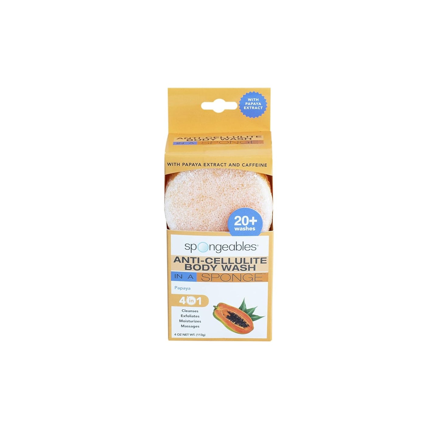 Spongeables Anti-Cellulite Body Wash in a Sponge, Moisturizer and Exfoliator, 20+ Washes