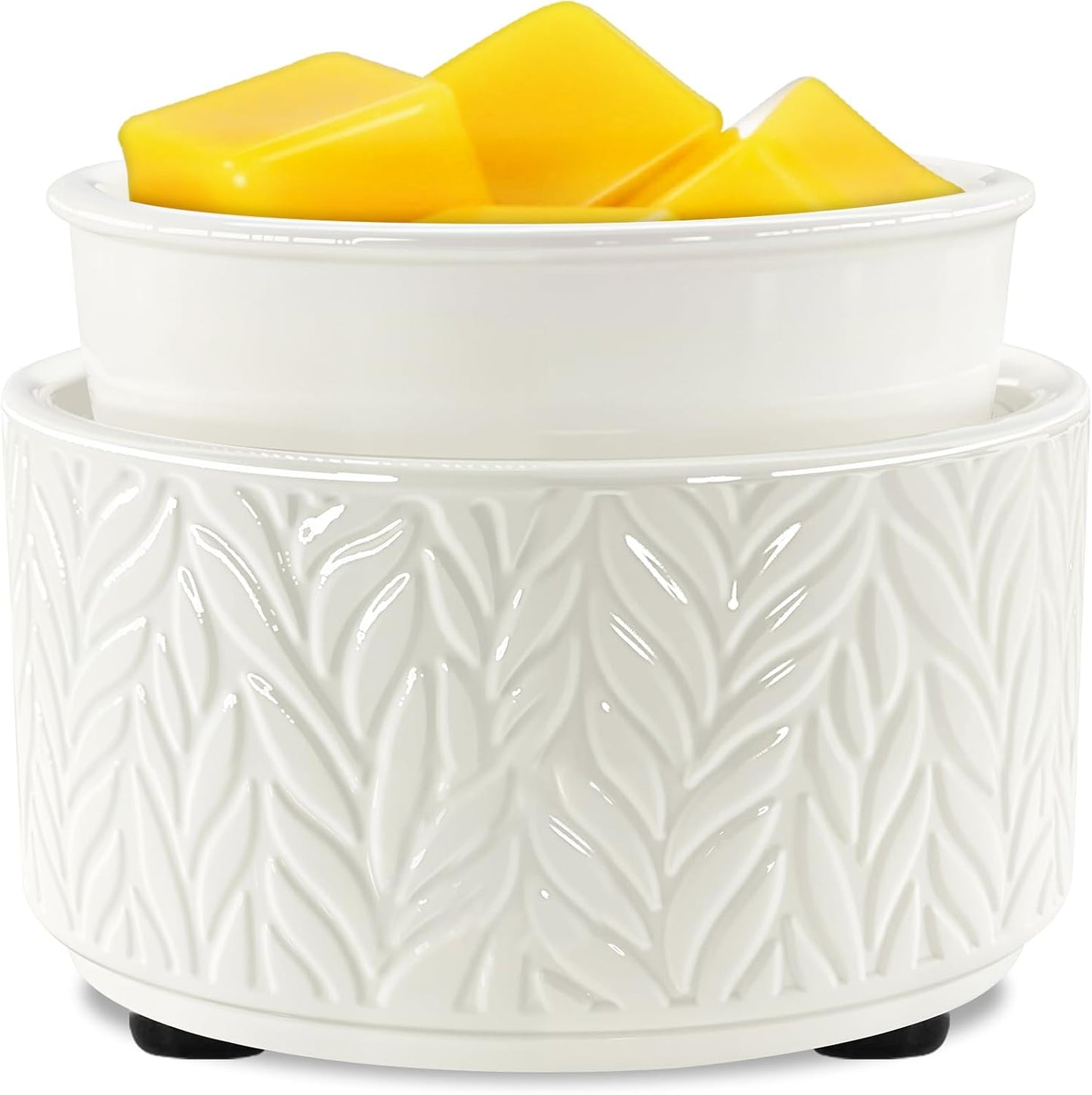 EQUSUPRO Wax Melt Warmer for Scented Wax Melts 3-in-1 Electric Ceramic Candle Wax Warmer Burner Fragrance Wax Melter for Home Office Bedroom Gift & Decor (Leaf)