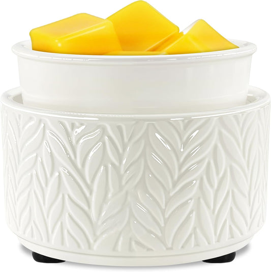 EQUSUPRO Wax Melt Warmer for Scented Wax Melts 3-in-1 Electric Ceramic Candle Wax Warmer Burner Fragrance Wax Melter for Home Office Bedroom Gift & Decor (Leaf)