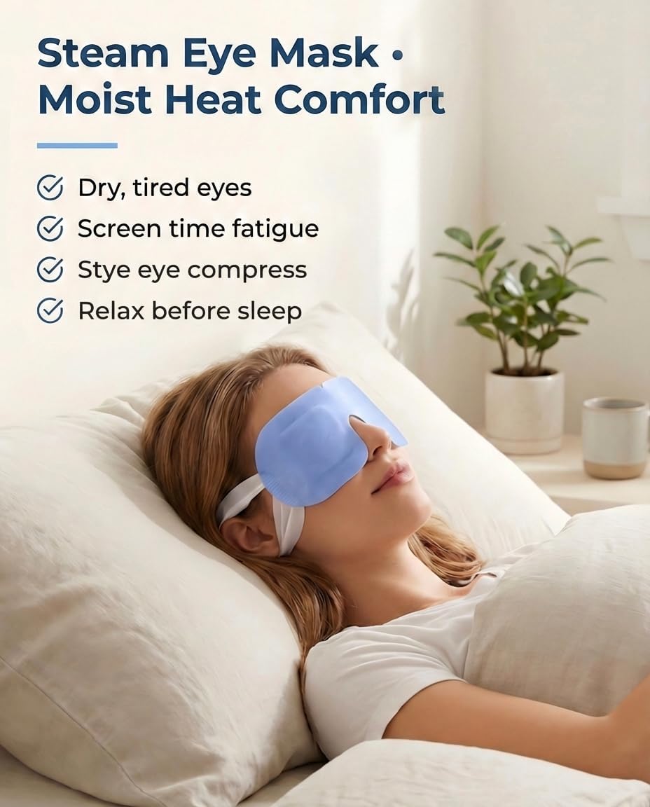 16 Pack Steam Eye Mask for Dry Eyes: Self-Heating Warm Compress for Stye Relief & Digital Eye Strain, FSA&HSA Eligible, Travel & Spa Essential, Disposable, No Microwave, Self-Care Gift, Unscented