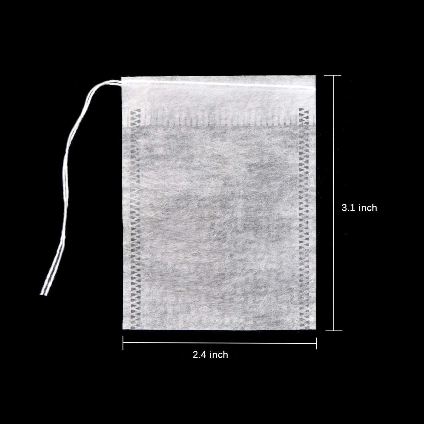 300Pcs Disposable Tea Bags for Loose Leaf Tea, Empty Tea Bags for Loose Tea, 100% Natural Wood Pulp Paper Material, Unbleached Tea Filter Bags with Drawstring