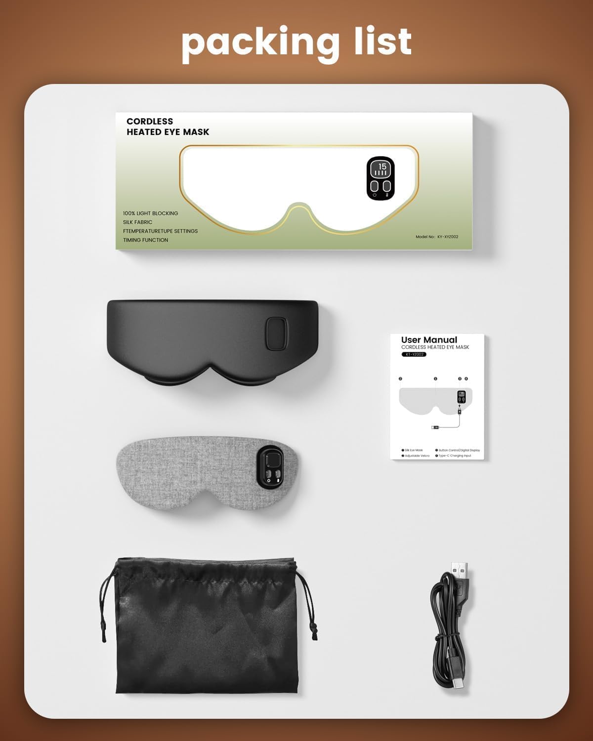 Cordless Heated Eye Mask, 4 Temp Timed Shutdown for Dry Eyes & Sleep Relief