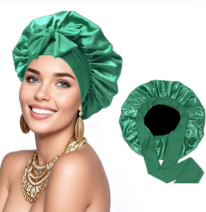Silk Bonnet for Sleeping, Women Double Layer Satin Hair Bonnet with Elastic Tie Band Sleep Cap for Curly Hair