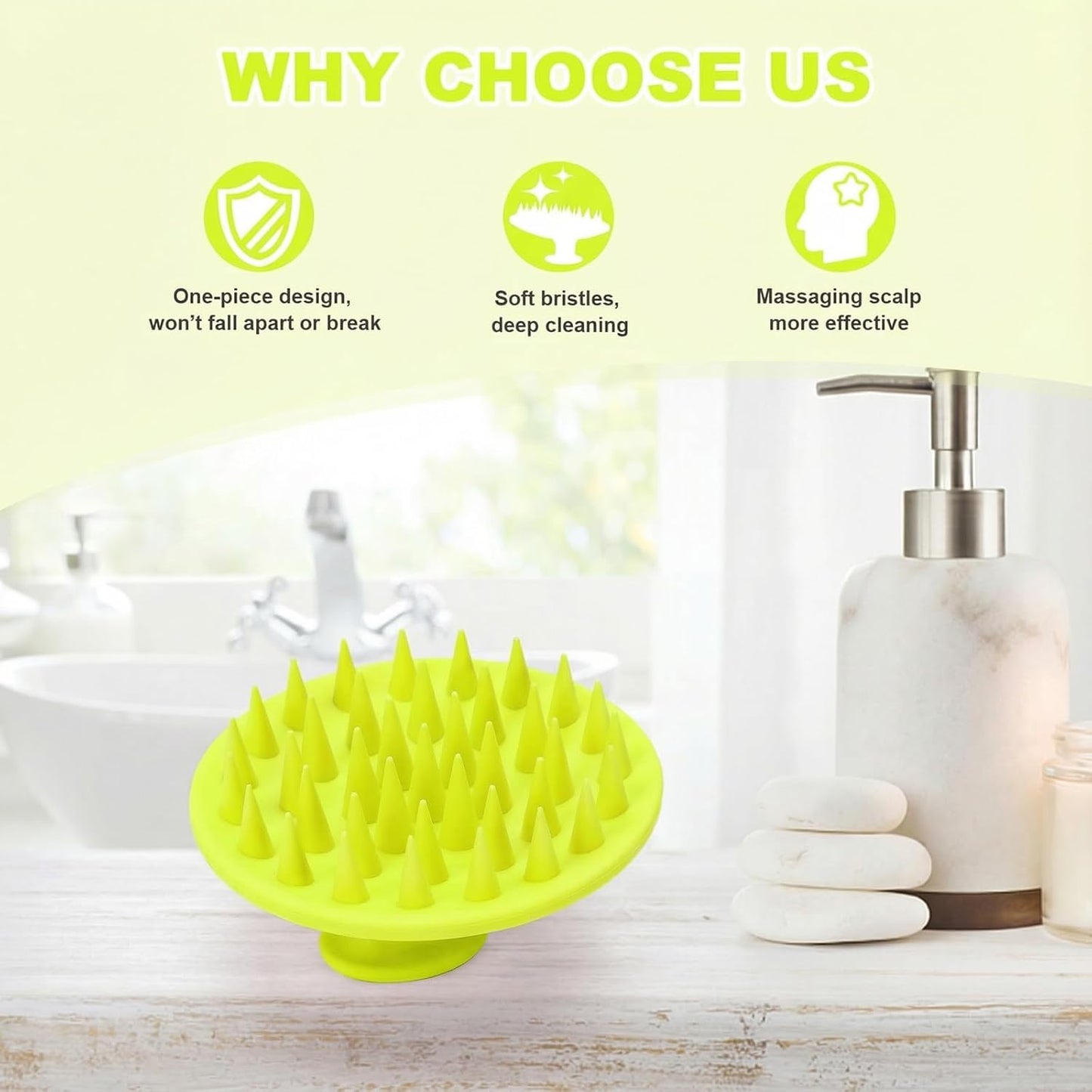 Meartchy Silicone Scalp Massager Shampoo Brush, Scalp Brush for Hair Growth & Dandruff Removal, Hair Scrubber Scalp Stimulator Exfoliator Brush with Soft Bristles for Wet Dry Scalp Care (Black)
