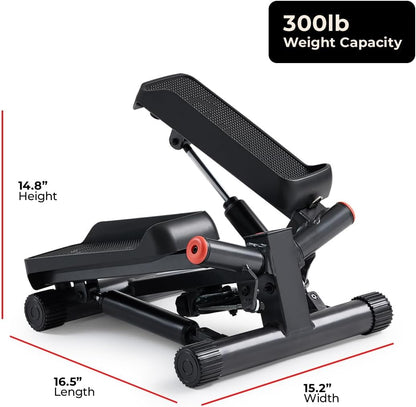 Sunny Health & Fitness Twist Steppers with Resistance Bands, Compact Mini Stair Step Machines for Low-Impact Home Cardio Workouts