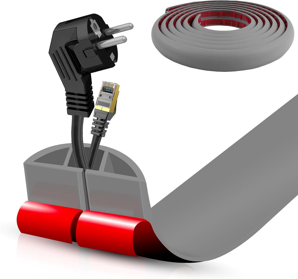 Floor Cord Cover Self Adhesive Cord Hider,10FT Cable Management, Extension Strip Protector for Wires, Prevent Cable Trips for Offices, Gyms, Exhibitions Cavity 0.39"(W) x 0.27"(H) BrownWood