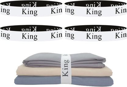 Bed Sheet Organizer Bands, Sheet Organizers and Storage Label Bands, Sheet Label for Bedding, Sheets Organizer for Closet,Sheet Keepers Linen Labels Bedding Bands (Queen)