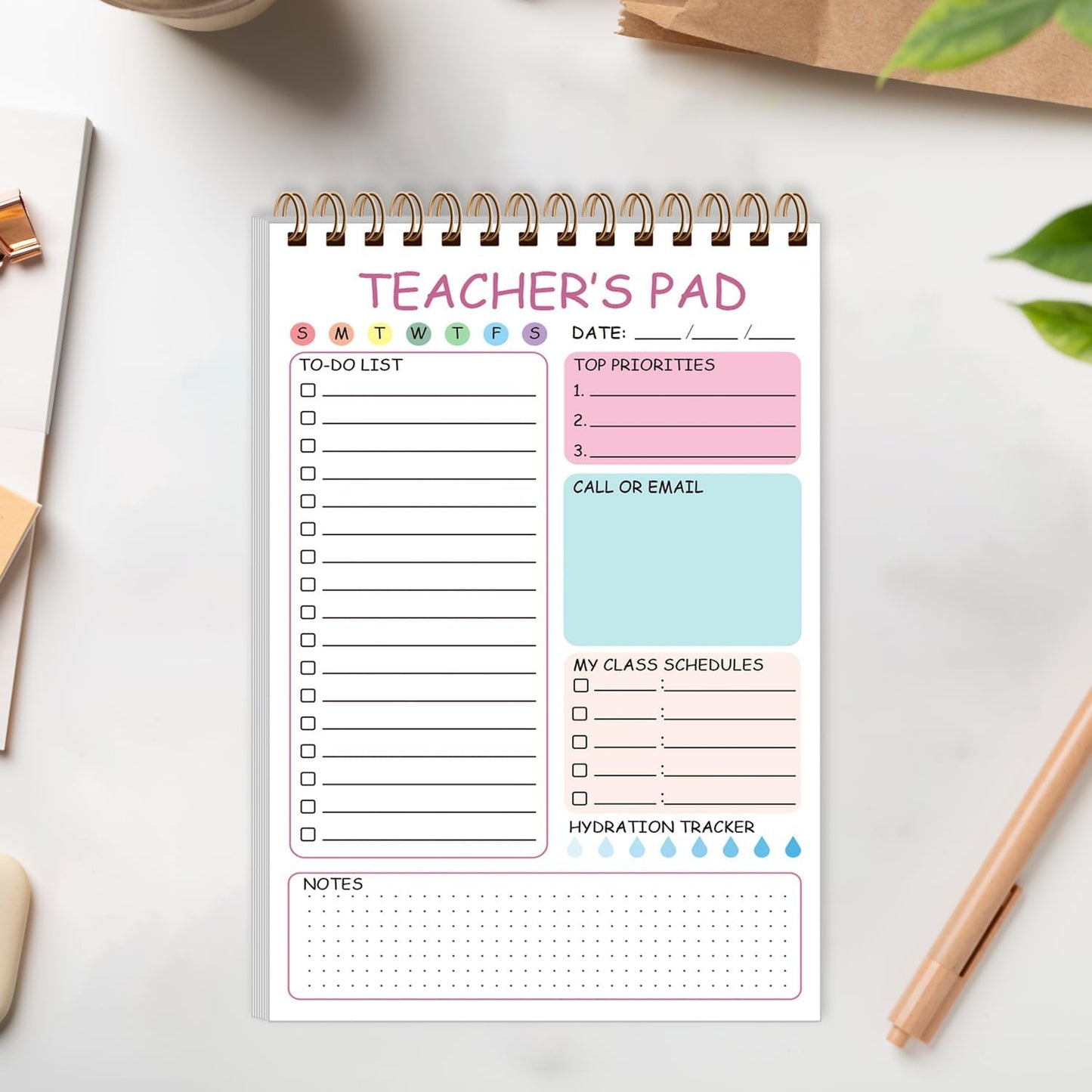 Teacher Notepad - A4 Teacher To Do List Notepad, Spiral Checklist Notebook Organizer for Teachers Notes Task Appointment, Teacher Appreciation Gifts, 8'' x 11'', Green