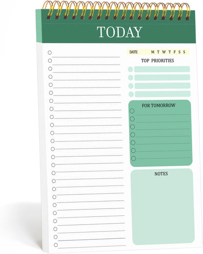 to Do List Notepad, Undated Daily Planner, 120 Pages, 6.7 x 9.8 in | 100 GSM FSC Paper, Plastic Cover, Spiral Bound, Tear-Off Pages, Task Checklist Layout For Home Office School Supplies