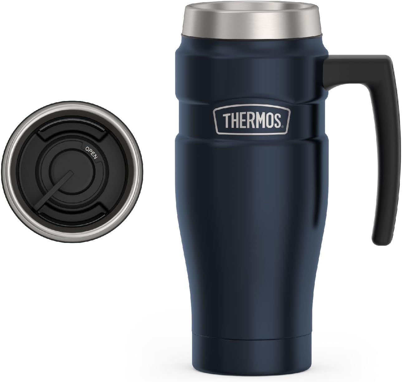 THERMOS Stainless King Vacuum-Insulated Travel Tumbler, 16 Ounce, Matte Steel