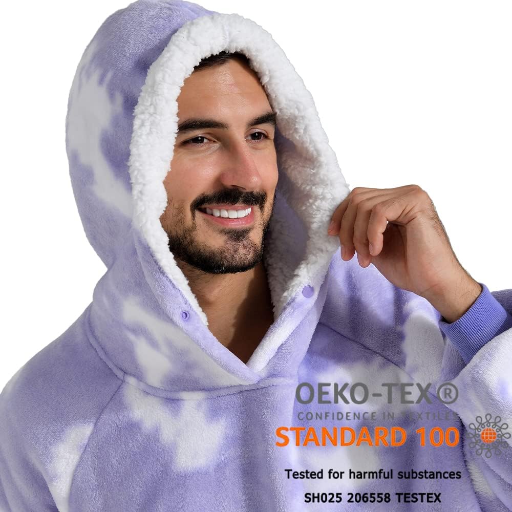 Krifey Wearable Blanket Hoodie, Oversized Sherpa Hooded Blanket for Adults | Soft sherpa fleece with sleeves and pocket; oversized fit for lounging, WFH, camping, Christmas and white elephant gifts.