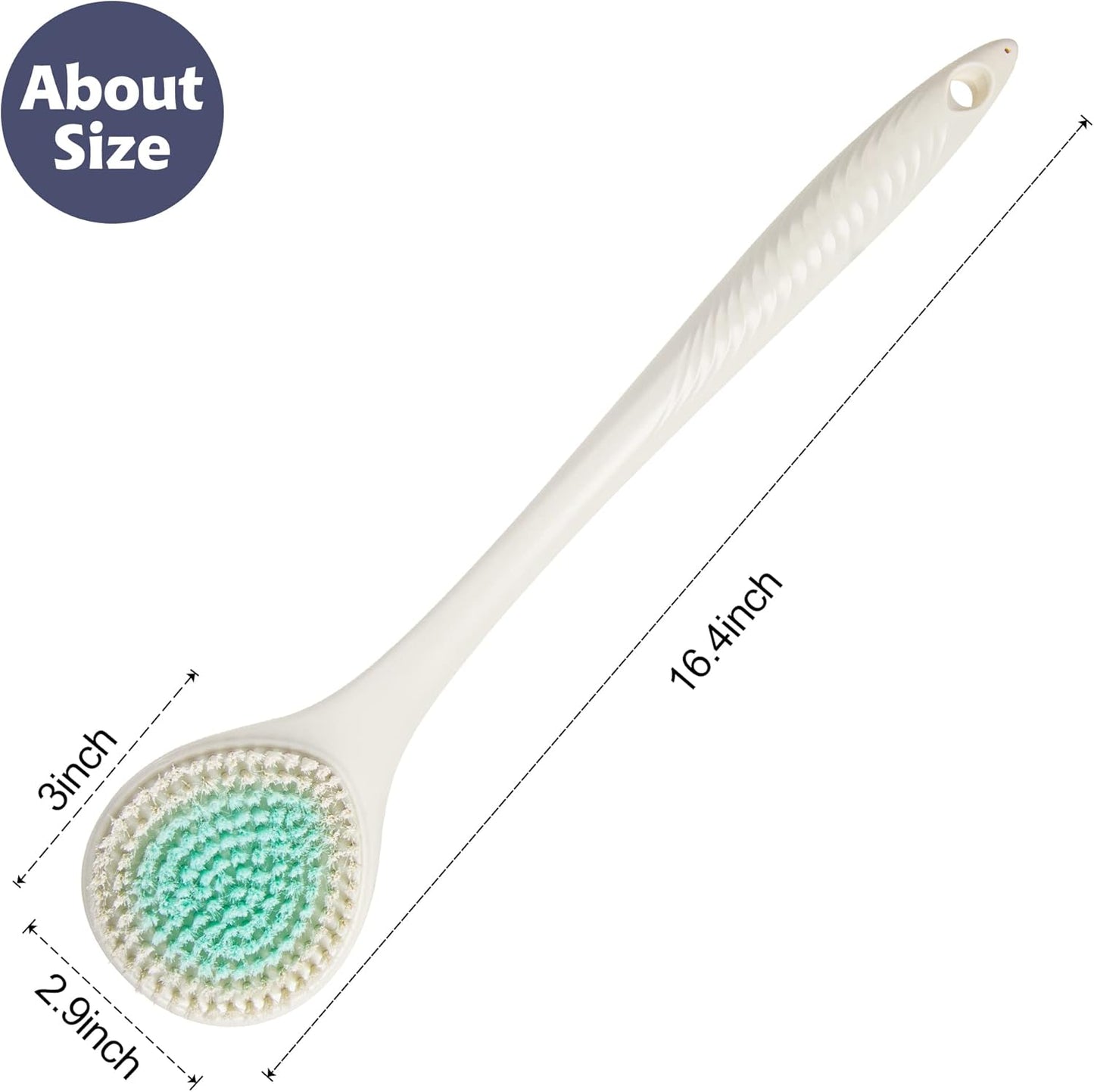BEDELITE Back Scrubber for Shower, Soft Bath Brush Long Handle for Men & Women(16.4 Inches), Anti Slip Body Scrubber Exfoliator for Cleaning(Blue)