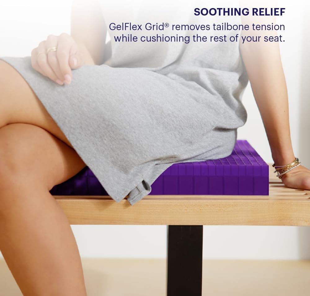 Purple Royal Seat Cushion, Portable 2 Inch Gel Seat Cushion, GelFlex Grid | Handles for Car, Office Chair, Stadium - Pressure-Reducing for Hard Seats, Temperature-Neutral, No-Slip - Made in USA