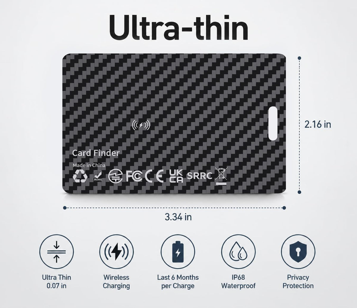 Wallet Tracker Card Compatible with Apple Find My (iOS Only)