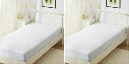 Amazon Basics Waterproof Mattress Protector, Fitted, Silent Protection, Twin, White