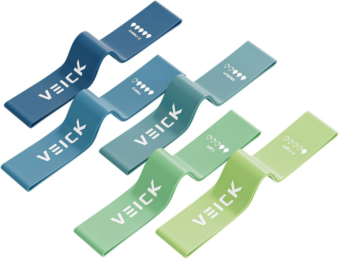 VEICK Resistance Loop Bands Set of 5, Exercise Bands with 5 Resistance Levels, Stackable Workout Bands for Strength Training, Pilates, Fitness Gear for Men Women Home Gym Office Travel
