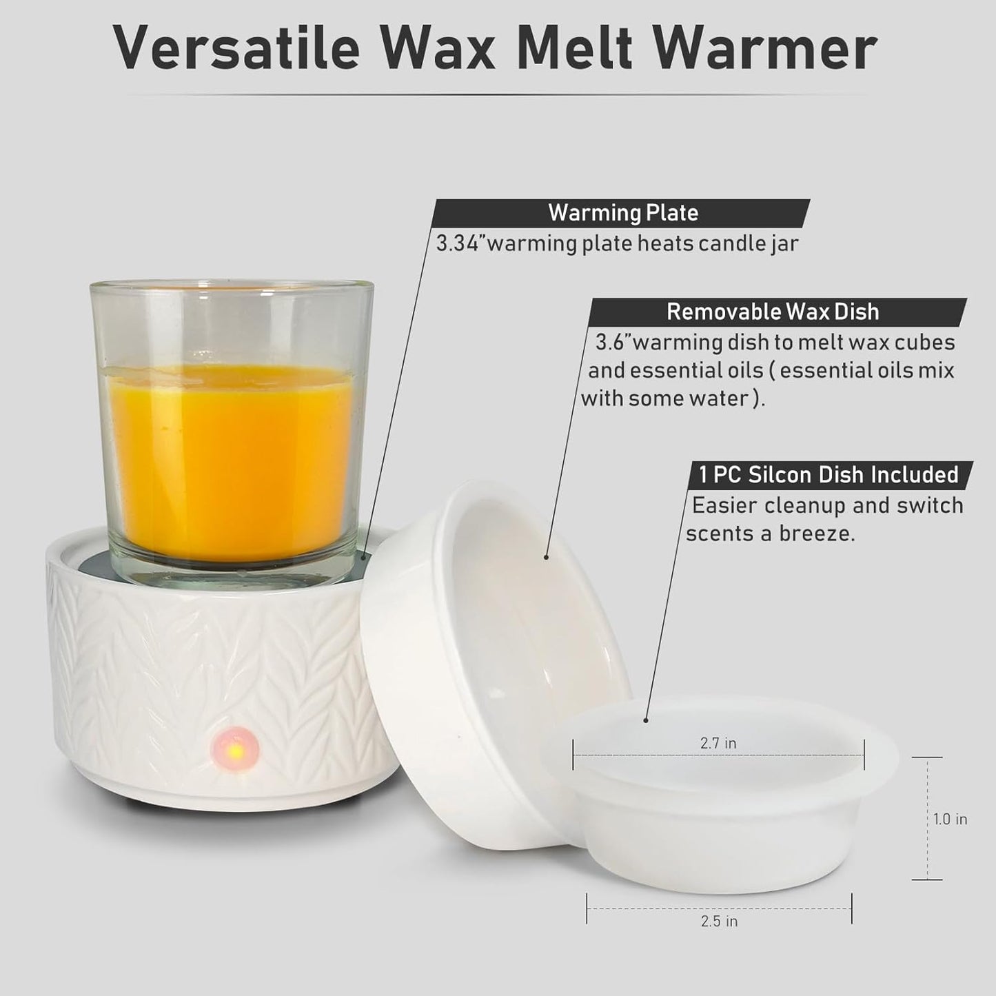 EQUSUPRO Wax Melt Warmer for Scented Wax Melts 3-in-1 Electric Ceramic Candle Wax Warmer Burner Fragrance Wax Melter for Home Office Bedroom Gift & Decor (Leaf)