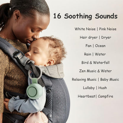 Portable Sound Machine for Baby Kids | White Noise | Sleep Soother | 16 Soothing Sounds | Timer | Memory Function | 30H | Shush | Travel | Registry Gift | Newborn Essentials | Extended Battery Edition