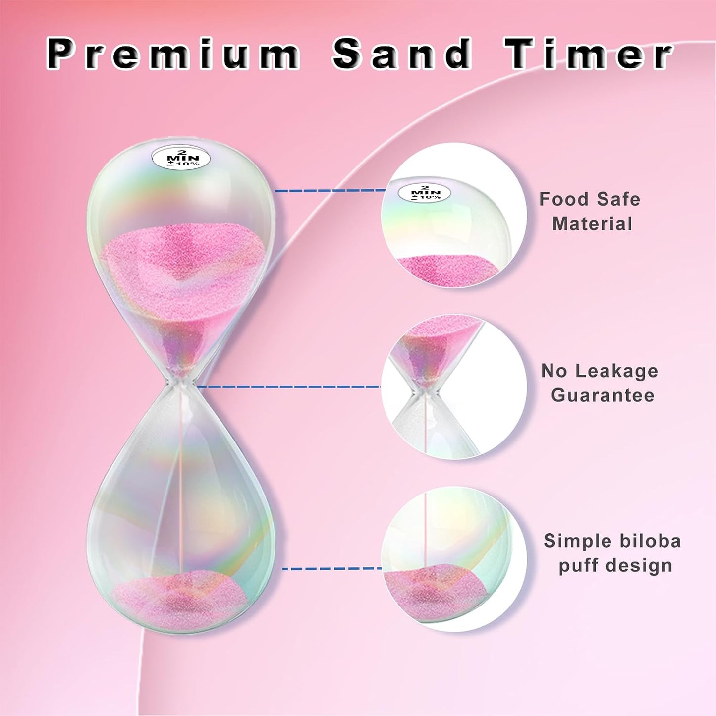 3 Minute Sand Timer,3M Sand Clock with Simple Biloba Puff Design, Reloj De Arena, Large Blue Sand Watch 3 Min Hourglass Sandglass for Home,Desk,Office Decorative (Blue)