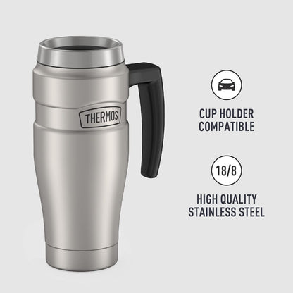 THERMOS Stainless King Vacuum-Insulated Travel Tumbler, 16 Ounce, Matte Steel