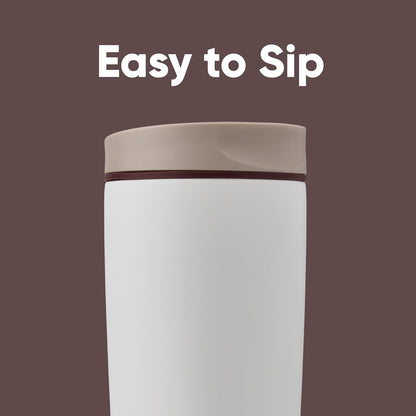 Owala SmoothSip Slider Insulated Stainless Steel Coffee Tumbler, Reusable Iced Coffee Cup, Hot Coffee Travel Mug, BPA Free 12 oz, Pink (Pucker Up)