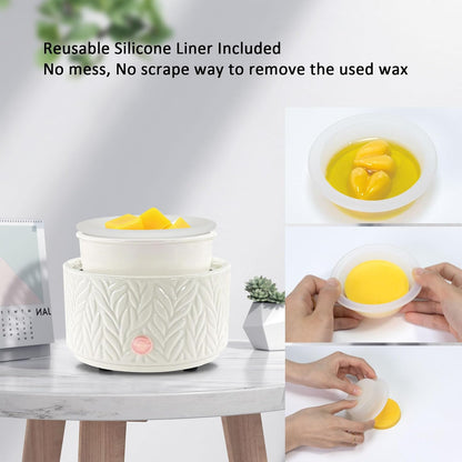 EQUSUPRO Wax Melt Warmer for Scented Wax Melts 3-in-1 Electric Ceramic Candle Wax Warmer Burner Fragrance Wax Melter for Home Office Bedroom Gift & Decor (Leaf)