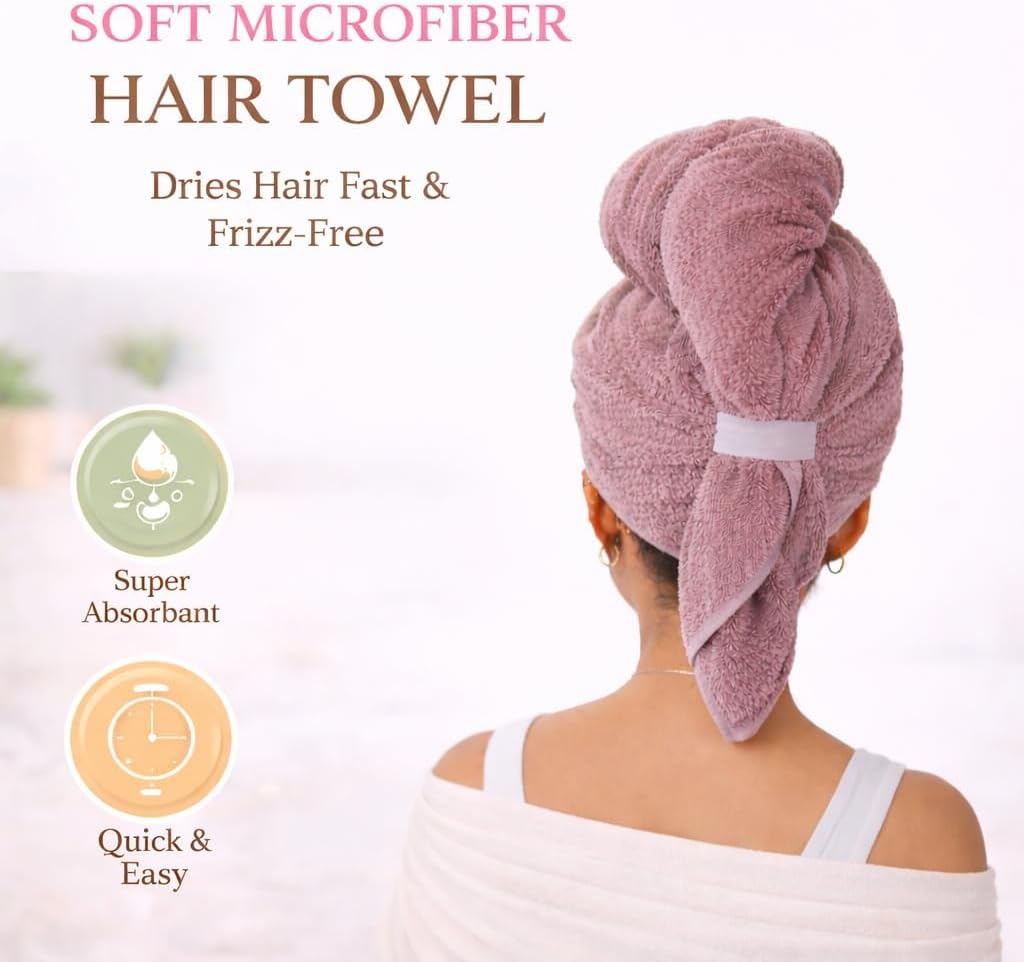Luxury Microfiber Hair Towel Wrap for Women - Quick Dry, Super Absorbent Hair Turban, Soft & Lightweight Anti-Frizz Towel for Long, Thick & Curly Hair (Sage Green, 48" × 24")