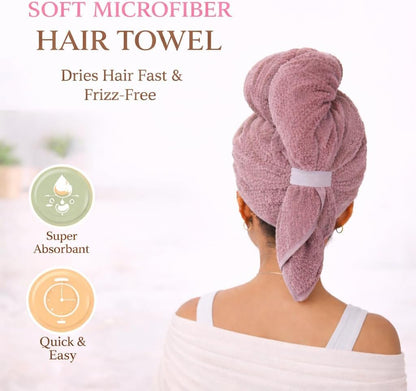 Luxury Microfiber Hair Towel Wrap for Women - Quick Dry, Super Absorbent Hair Turban, Soft & Lightweight Anti-Frizz Towel for Long, Thick & Curly Hair (Sage Green, 48" × 24")