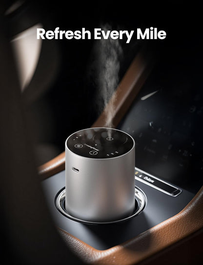 Waterless Essential Oil Diffuser, Rechargeable Scent Diffusers with 3 Mist Levels & Timers, Portable Aromatherapy Diffuser for Home Car Room Studio Office, Black Metal