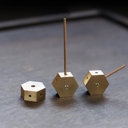 Mini Dual Purpose Incense, Brass Incense Holder for Incense Sticks, Hexagonal Shape Burner Plate Holder Censer Home Decoration, 3 Pcs