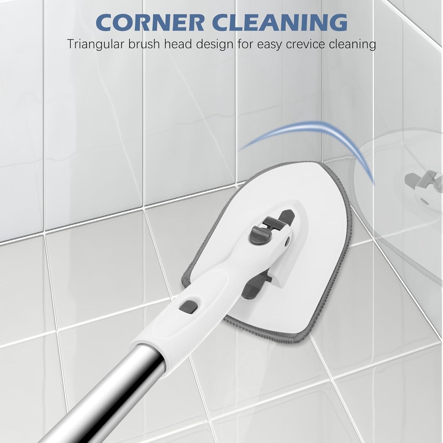 SetSail Tile Tub Scrubber Brush 3-in-1 Shower Scrubber with 52-inch Adjustable Long Handle Shower Cleaner Brush and 3 Detachable Replacement Brush Heads for Cleaning Bathroom Kitchen Walls Tub Tile