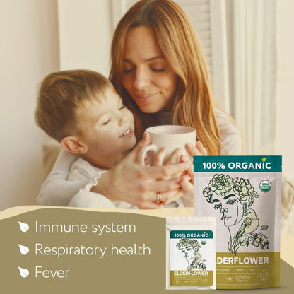 Organic Elder Flower Herb 4oz. - Elderflower Tea for Respiratory Health