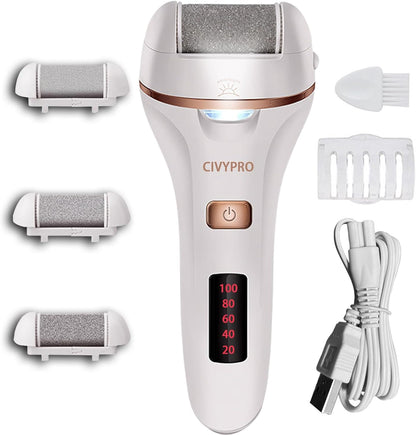 Electric Foot Callus Remover- Long Service Time, Rechargeable Electronic Foot File- Ideal Gift, Professional Pedicure Tools, Waterproof Foot Scrubber, Pedicure Kit Feet Care for Dead Skin (Black)