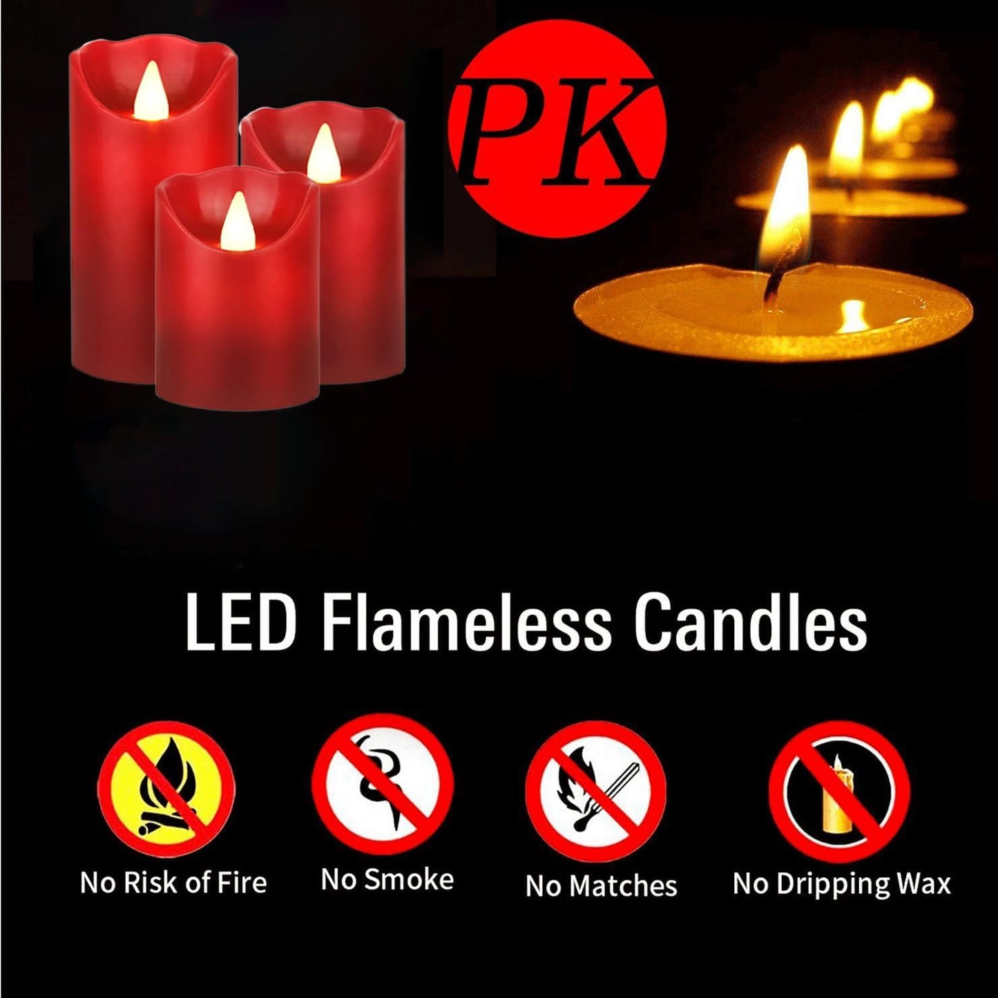 2PACK Outdoor Plastic flameless Candles with Remote Control and Timer, LED Flickering Battery Operated Electric Pillar Candles (D3 xH5.5) for Camping, Weddings, Home Decoration