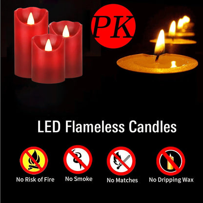 2PACK Outdoor Plastic flameless Candles with Remote Control and Timer, LED Flickering Battery Operated Electric Pillar Candles (D3 xH5.5) for Camping, Weddings, Home Decoration