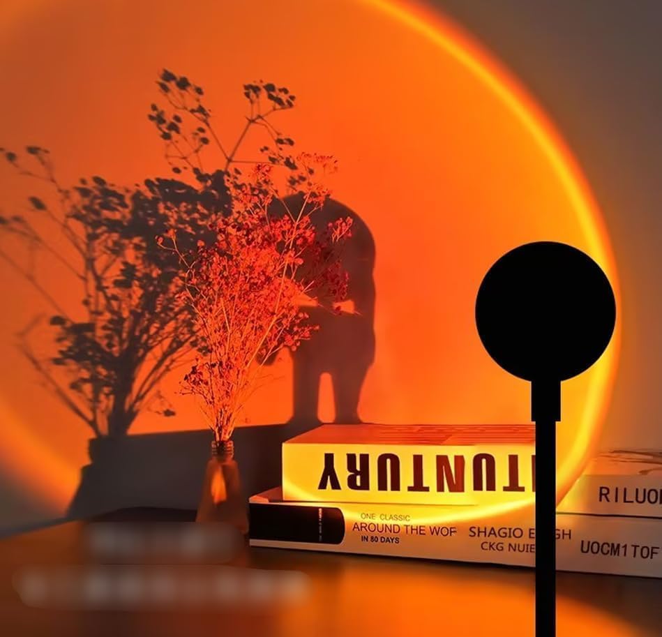 2Pcs LED Sunset Ambient Lamp Night Light,USB Warm Ambient Light,Projector Birthday Party Decoration Portable Mood Light for Bedroom Living