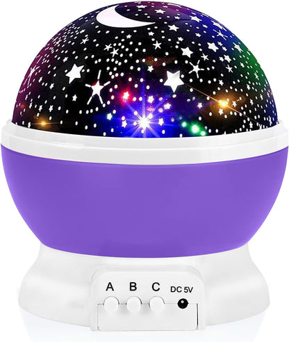 RICTLY Night Light for Kids, Kids Night Light Nebula 360 Degree Rotation - 4 LED Bulbs 12 Light Color Star Projector Changing with USB Cable, Romantic Gifts for Men Women Children