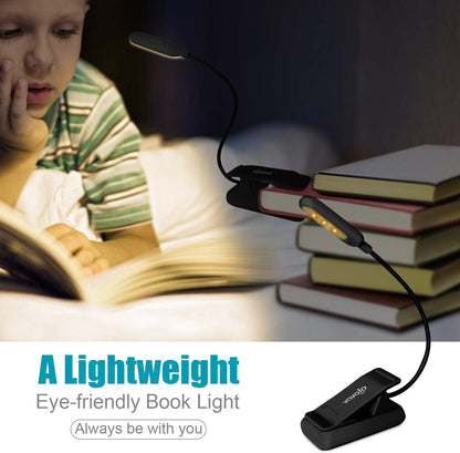 VAVOFO Clip On Book Light for Bed Kids, 7 LED Reading Light with 9-Level Warm Cool White Daylight, Eye Care Lamp with Power Indicator for Bookworms (Blue)
