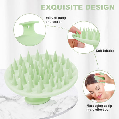 Meartchy Silicone Scalp Massager Shampoo Brush, Scalp Brush for Hair Growth & Dandruff Removal, Hair Scrubber Scalp Stimulator Exfoliator Brush with Soft Bristles for Wet Dry Scalp Care (Black)